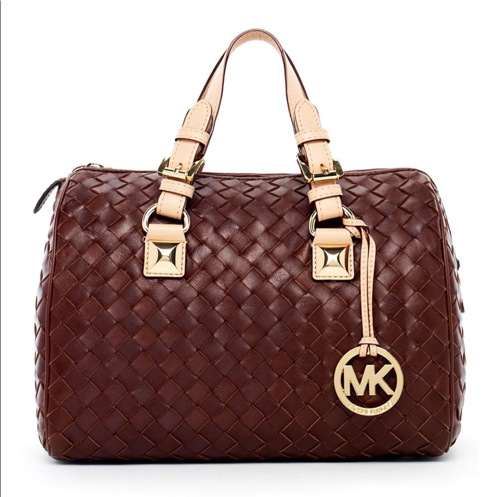 Michael Kors Grayson woven leather satchel